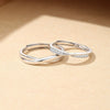 Wholesale 925 Silver Geometric Couple Open Ring Light Luxury Valentine's Day Gift
