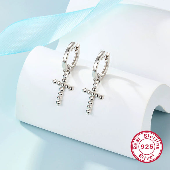 Wholesale 925 Silver Geometric Cross Electroplated Unisex Earrings