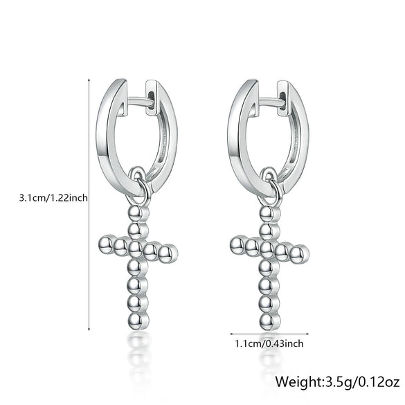 Wholesale 925 Silver Geometric Cross Electroplated Unisex Earrings