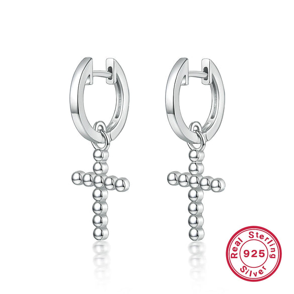 Wholesale 925 Silver Geometric Cross Electroplated Unisex Earrings