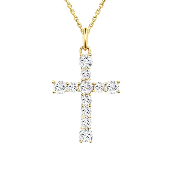 Wholesale Silver Geometric Cross Necklace For Women Diamond Plated 18K Gold