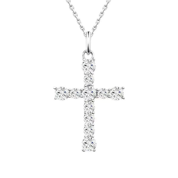 Wholesale Silver Geometric Cross Necklace For Women Diamond Plated 18K Gold