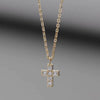 Wholesale Silver 925 Geometric Cross Pendant Necklace With O Shaped Chain Plated With 14K Gold For Women