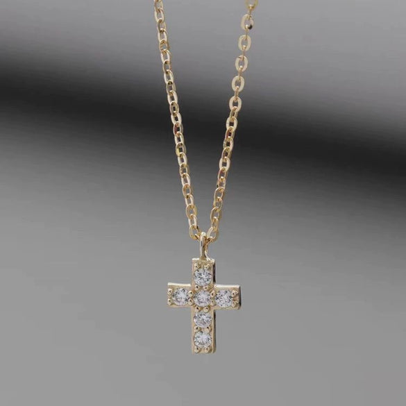 Wholesale Silver 925 Geometric Cross Pendant Necklace With O Shaped Chain Plated With 14K Gold For Women