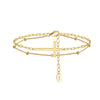 Wholesale Silver Geometric Double Layer Cross Bracelet Electroplated Light Luxury Jewelry For Women