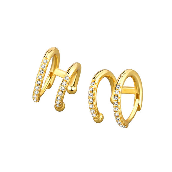 Wholesale Silver Geometric Double Layer Round Micro Inlaid Zircon Electroplated Earring Buckles