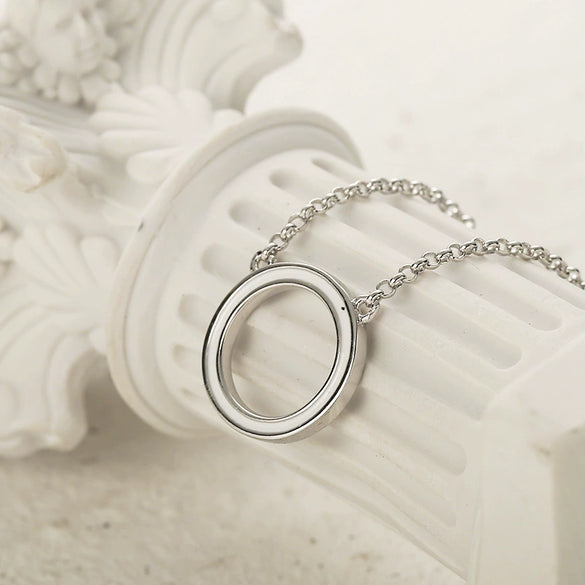 Wholesale Silver Geometric Drop Circle Clavicle Chain Necklace 925 Sterling Silver Electroplating For Women