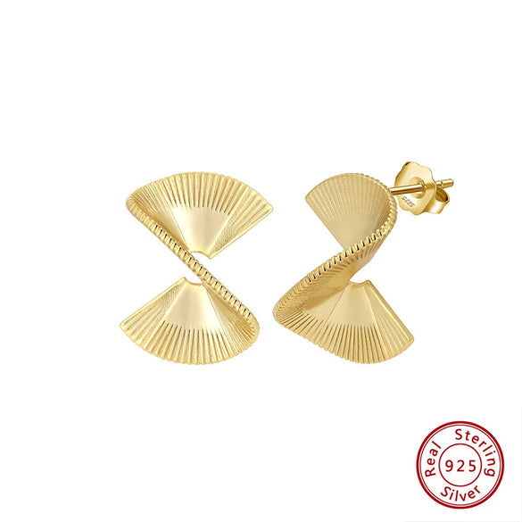 Wholesale Silver Geometric Earrings With Gold Inlaid Autumn New High Sense Unique Temperament