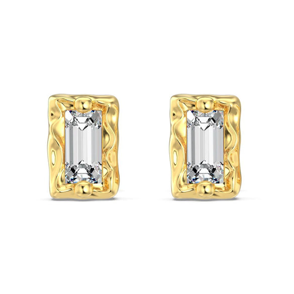 Wholesale Silver Geometric Emeraldcut Zircon Earrings With Electroplating And Water Drop Design For Women