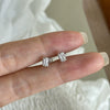 Wholesale Silver Geometric Emeraldcut Zircon Earrings With Electroplating And Water Drop Design For Women