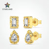 Wholesale Silver Geometric Emeraldcut Zircon Earrings With Electroplating And Water Drop Design For Women