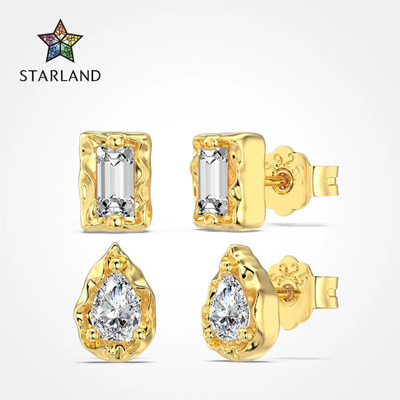 Wholesale Silver Geometric Emeraldcut Zircon Earrings With Electroplating And Water Drop Design For Women