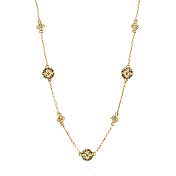 Wholesale Silver Geometric Flower Clover Pendant Necklace Electroplated Minimalist Design For Women