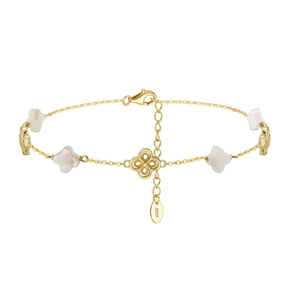 Wholesale 925 Silver Geometric Fourleaf Clover Women's Anklet