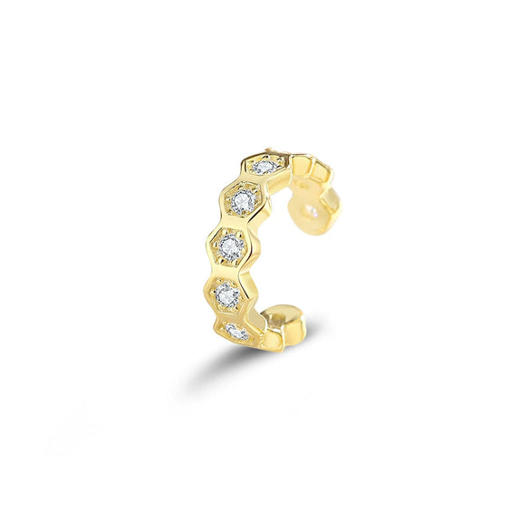 Wholesale 925 Silver Geometric Honeycomb And C Shaped Electroplated Ear Clips For Unisex
