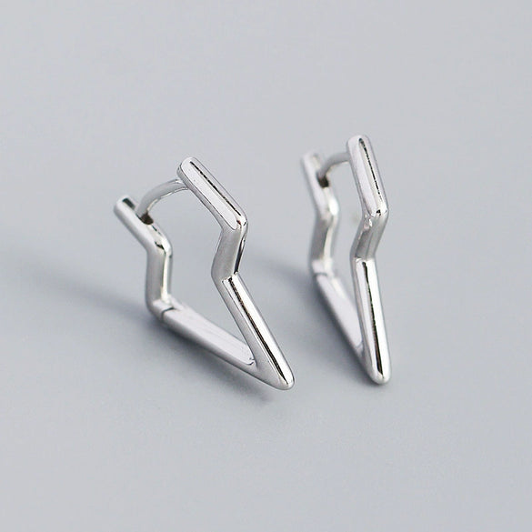 Wholesale Silver Geometric Lightning Irregular Ear Buckle Earrings S925 Silver Electroplating