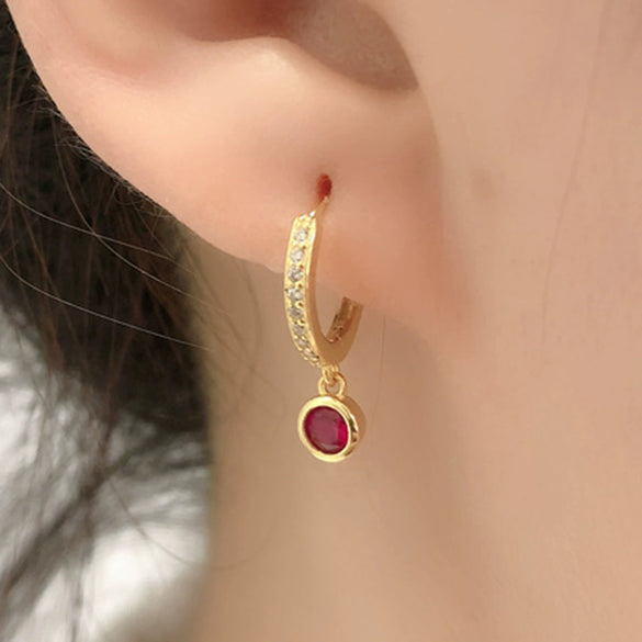 Wholesale 925 Silver Geometric Microinlaid Zircon Earrings For Women With Ring And Ear Buckle
