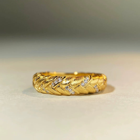 Wholesale 925 Silver Geometric Minimalist Handmade Wiredrawing Ring Plated With 18K Gold