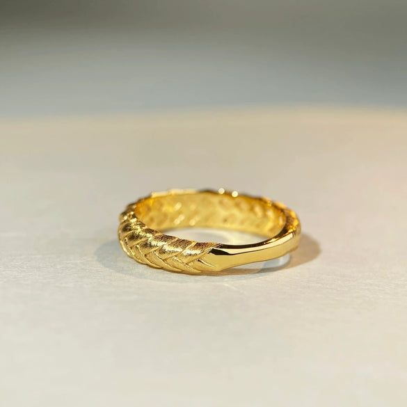 Wholesale 925 Silver Geometric Minimalist Handmade Wiredrawing Ring Plated With 18K Gold