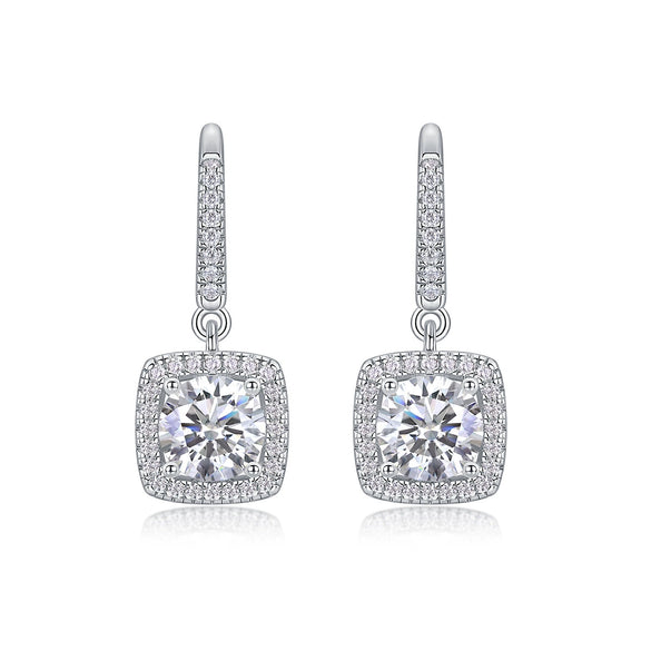 Wholesale 925 Silver Geometric Moissanite Earrings Set With Diamonds For Women