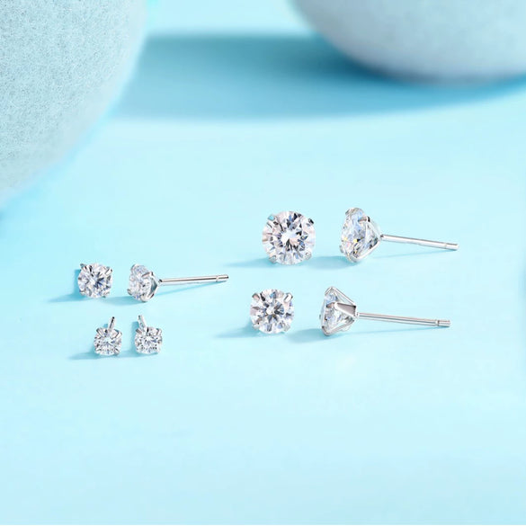 Wholesale 925 Silver Geometric Moissanite Inlay Ear Piercing Earrings For Women