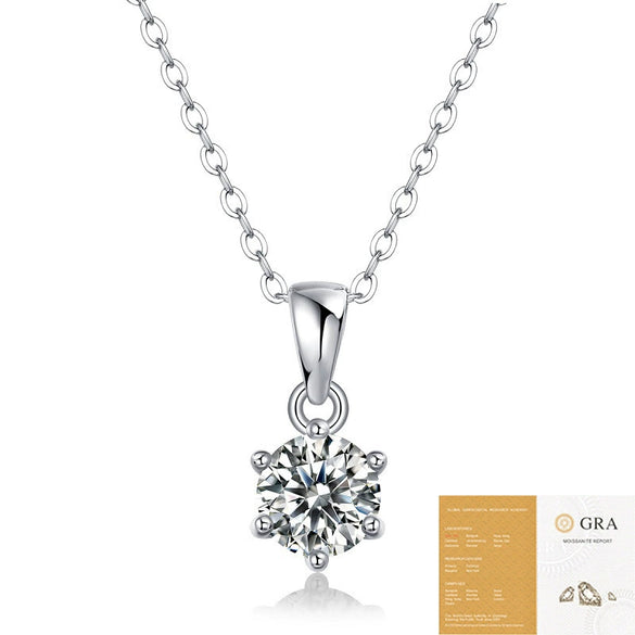 Wholesale 925 Silver Geometric Moissanite Inlay Pendant Necklace For Women Fashion Cross Chain