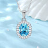 Wholesale Silver Geometric Oval Sea Blue Gemstone Pendant Necklace For Women
