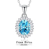 Wholesale Silver Geometric Oval Sea Blue Gemstone Pendant Necklace For Women