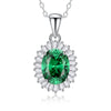 Wholesale Silver Geometric Oval Sea Blue Gemstone Pendant Necklace For Women