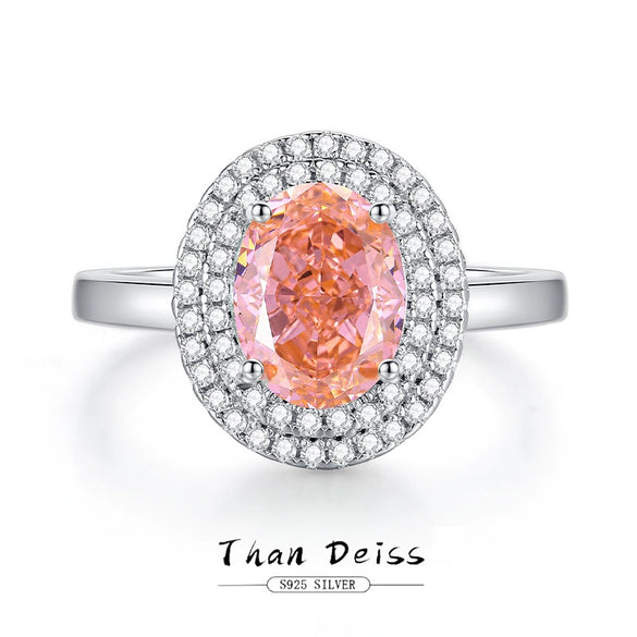 Wholesale 925 Silver Geometric Pink Diamond Women's Ring