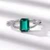 Wholesale Silver Geometric Rectangular Retro Twist Ring For Women Inlaid With Cultivation Emerald