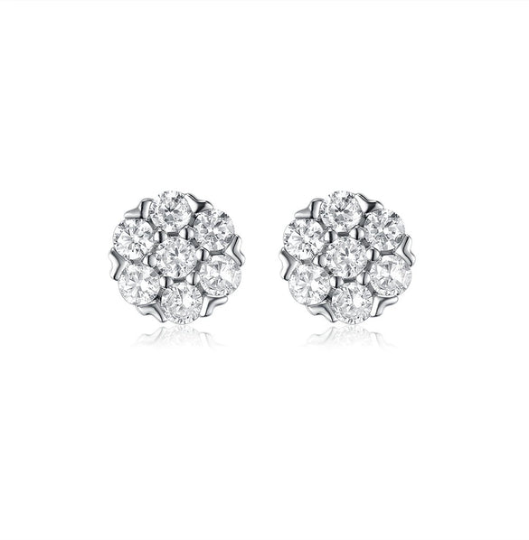 Wholesale 925 Silver Geometric Style Epoxy Inlaid Zircon Women's Earrings