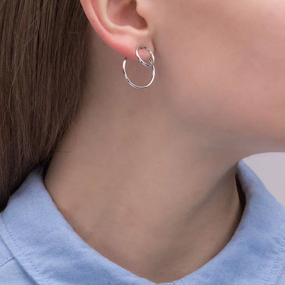 Wholesale 925 Silver Geometric Style Epoxy Inlaid Zircon Women's Earrings