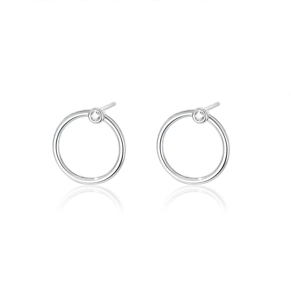 Wholesale 925 Silver Geometric Style Epoxy Inlaid Zircon Women's Earrings
