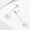 Wholesale Silver Geometric Style Tassel Natural Pearl Earrings For Women