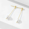 Wholesale Silver Geometric Style Tassel Natural Pearl Earrings For Women
