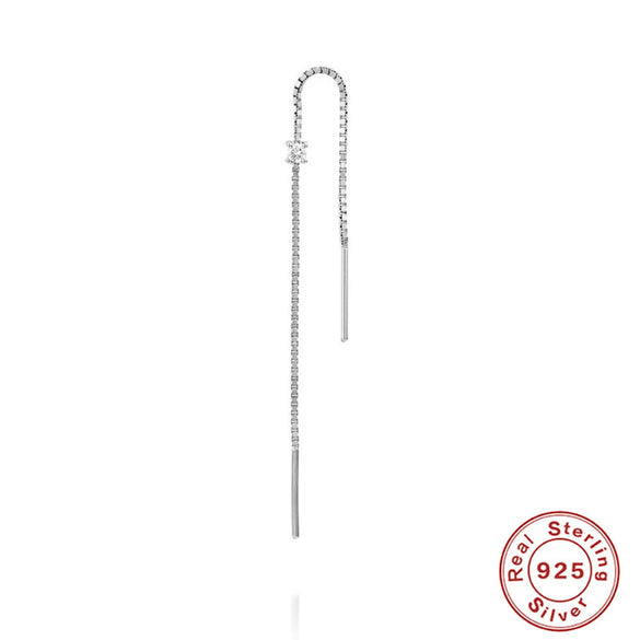 Wholesale 925 Silver Geometric Tassel Earrings For Women Slimming Long With Zircon All Match Universal
