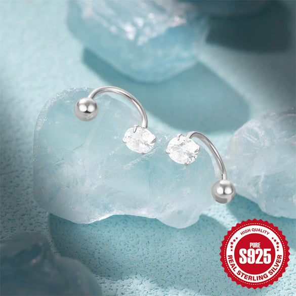 Wholesale 925 Silver Geometric U Shaped Zircon Embedded Hook Stud Earrings With Screw Twist Buckle For Unisex