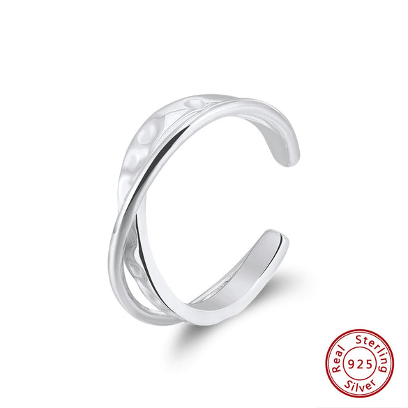 Wholesale Silver Hammered Geometric Vintage Ring With Electroplating For Women