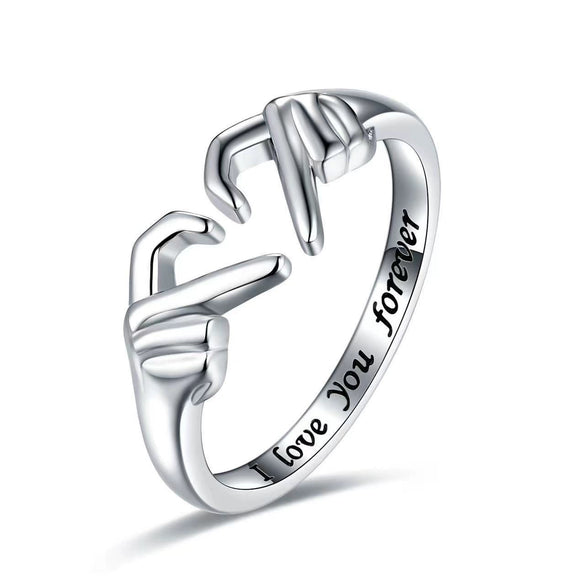 Wholesale Silver 925 Heartshaped Fashion Stylish Adjustable Ring With Electroplating