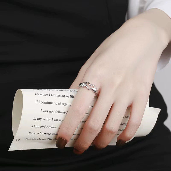 Wholesale Silver 925 Heartshaped Fashion Stylish Adjustable Ring With Electroplating