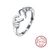 Wholesale Silver 925 Heartshaped Fashion Stylish Adjustable Ring With Electroplating