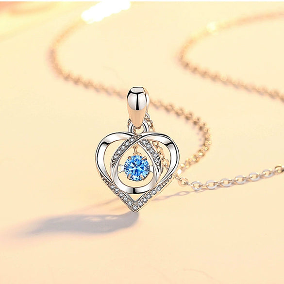 Wholesale Silver Heartshaped Necklace Light Luxury Style Women's Jewelry