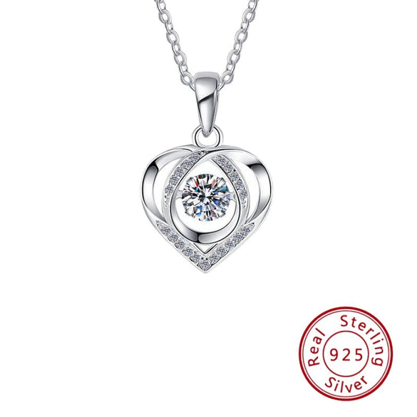 Wholesale Silver Heartshaped Necklace Light Luxury Style Women's Jewelry