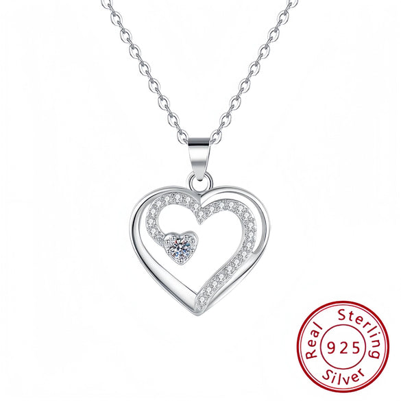 Wholesale Silver Heartshaped Pendant Necklace For Female
