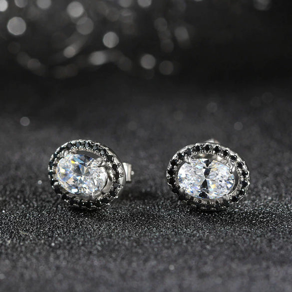 Wholesale 925 Silver Inlaid Eggshaped Geometric Stud Earrings For Women