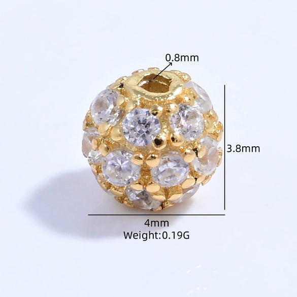 Wholesale Silver Inlaid Zirconia Round Bead Jewelry Accessories