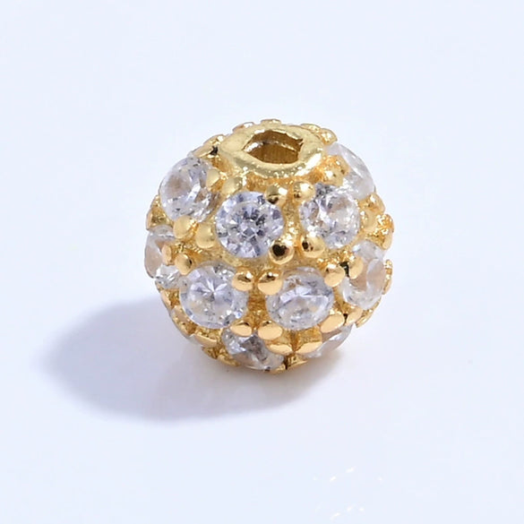 Wholesale Silver Inlaid Zirconia Round Bead Jewelry Accessories