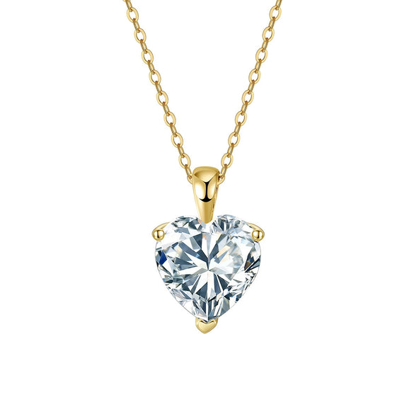 Wholesale Silver Jewelry Geometric Heart Pendant With White Zircon Electroplated