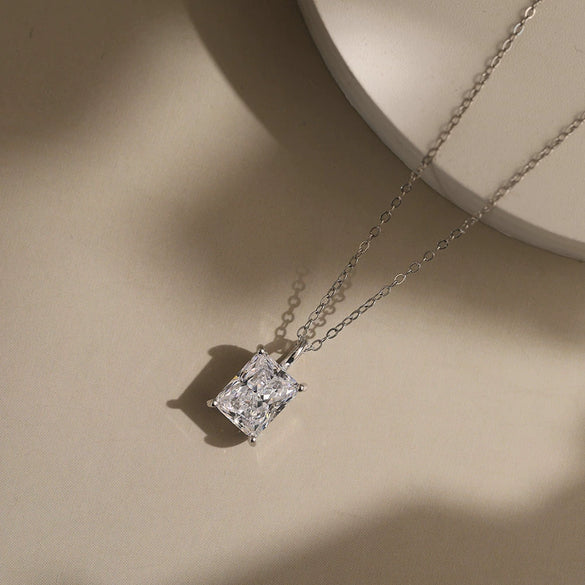 Wholesale Silver Jewelry Geometric Square Zircon Pendant Cross Chain Necklace With Electroplating